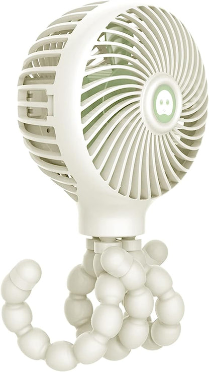 Mini Handheld Stroller Fan, Personal Portable Baby Fan with Flexible Tripod, 2023 Upgraded Version, Gift for Children, Rechargeable Fan for Office Room Car Traveling BBQ Gym Fan (White)
